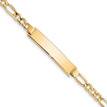 10k Yellow Gold Figaro Link ID Bracelet
