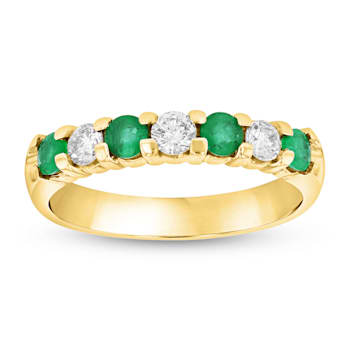 0.75ctw Emerald and Diamond Band Ring in 14k Yellow Gold
