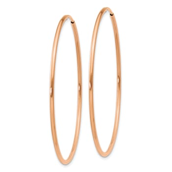 14k Rose Gold 1 9/16" Polished Endless Hoop Earrings