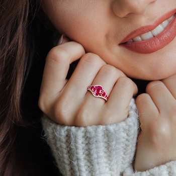Ruby and Diamond 14K Rose Gold Ring 3.71ctw