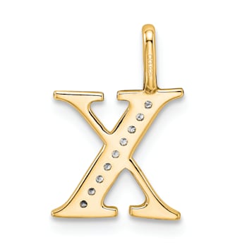 14K Yellow Gold Diamond Initial X Initial Pendant