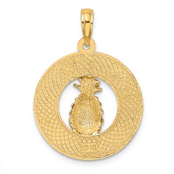 14k Yellow Gold Textured CHARLESTON Pineapple Charm
