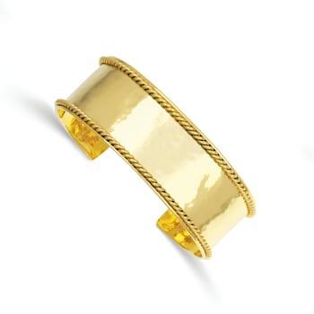14K Yellow Gold Rope Edge 22mm Cuff Bangle