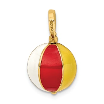 14k Yellow Gold 3D Multi Color Enamel Beach Ball Charm