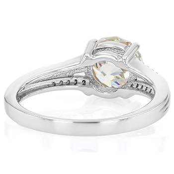 Diamond Simulant Castle Cut And White Zircon Ring In Platinum Over
Sterling Silver 3.49ctw