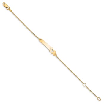 14k Yellow Gold Children's Polished Flower ID Bracelet