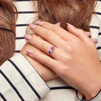 Pink Topaz, African Amethyst and Diamond 14K White Gold Ring 2.31ctw