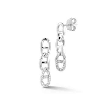 Rachel Zoe CZ Triple Mariner Link Dangle Earrings in Rhodium Over
Sterling Silver