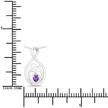 Purple Amethyst Mom and Child Rhodium Over Sterling Silver Heart Pendant
With Chain 0.14ct