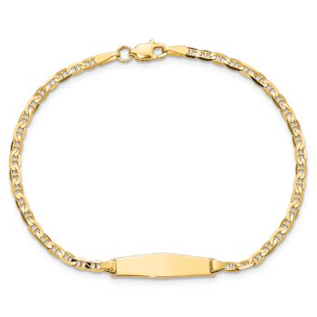 14k Yellow Gold Soft Diamond Shape Mariner Link ID Bracelet