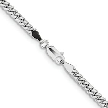 Rhodium Over 14k White Gold 3.5mm Solid Miami Cuban 18 Inch Chain