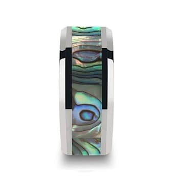 MAUI Tungsten Wedding Band with Mother of Pearl Inlay 10mm