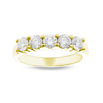 1.00ctw 5 Stone Wedding Band 14k Yellow Gold
