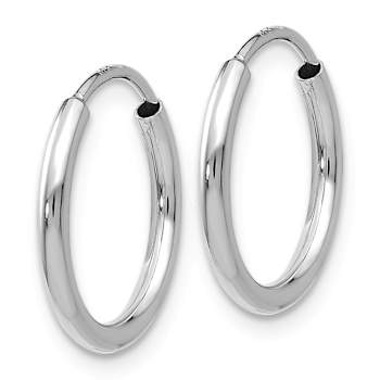 Rhodium Over 14k White Gold Polished 9/16" Endless Hoop Earrings