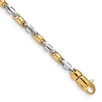 14K Two-tone Gold 2.5mm Hand-polished Fancy Link Bracelet