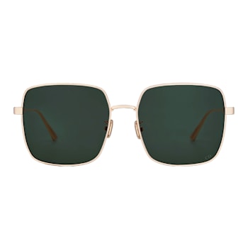 Dior Cannage Rose Gold Square Frame / Green Lenses Sunglasses