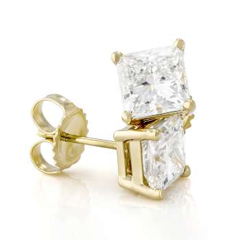 Lab-Grown Diamond Princess-Cut Stud Earrings In 14K Gold 3.00ctw