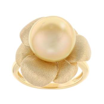 Golden South Sea Pearl Solitaire Ring In 18K Gold Over Sterling Silver