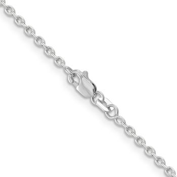 Rhodium Over 14k White Gold 2mm Solid Round Open Link Cable 24 Inch Chain