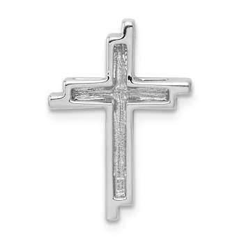 Rhodium Over 14k White Gold Diamond Double Cross Chain Slide Pendant
