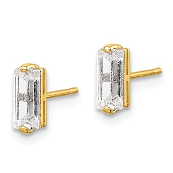 10k Yellow Gold Polished Cubic Zirconia Stud Earrings