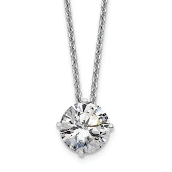 Rhodium Over 14K Gold 1.50 ct. 7.5mm Round D E F Pure Light Moissanite
Solitaire Pendant with Chain