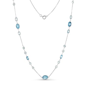 Swiss Blue Topaz 14k White Gold 18" Necklace 7.93ctw