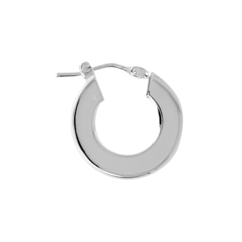 Sterling Silver Black Enamel Round Hoop Earrings