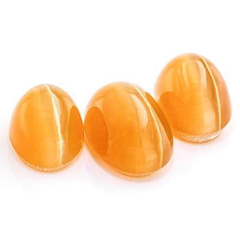 Fire Opal Cat's Eye Oval Matched Set of 3 3.22ctw