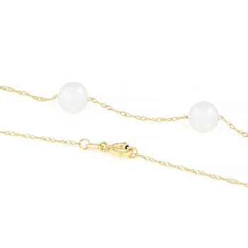 Freshwater Pearl Station 24 Inch Necklace In 14K Yellow Gold