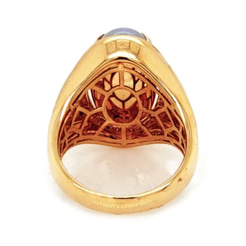 8.40 Ctw Australian Opal and 0.22 Ctw White Diamond Ring in 18K YG