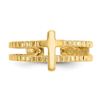 14K Yellow Gold Cross Toe Ring