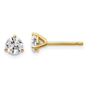 White Lab-Grown Diamond 14k Yellow Gold G-H SI Martini Stud Earrings 0.74ctw