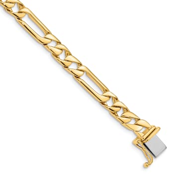 10k Yellow Gold and 10k White Gold 6mm Hand-polished Fancy Figaro Link Bracelet