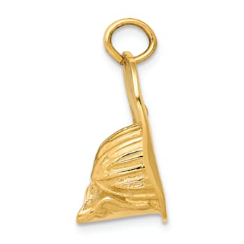 14k Yellow Gold Textured Large Fireman's Hat Charm Pendant