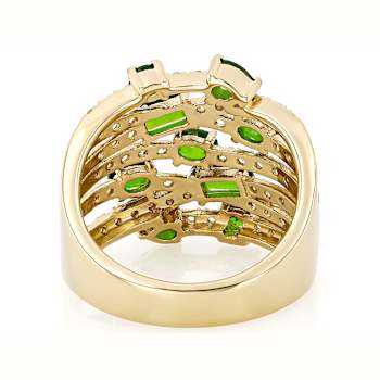 Chrome Diopside And White Zircon Cluster Ring In 18K Gold Over Sterling
Silver 2.09ctw