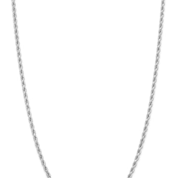 Rhodium Over 14k White Gold 3.25mm Solid Diamond-Cut Rope 26 Inch Chain