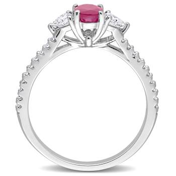 Ruby and Diamond 14K White Gold Ring 1.05ctw