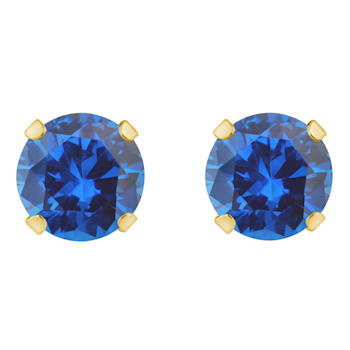 5mm Round Lab Created Sapphire 10k Yellow Gold Stud Earrings