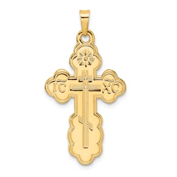 14K Yellow Gold Polished Eastern Orthodox Solid Cross Pendant