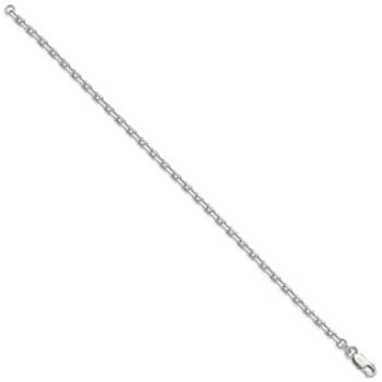 Sterling Silver 3.25mm Beveled Oval Cable Chain Bracelet