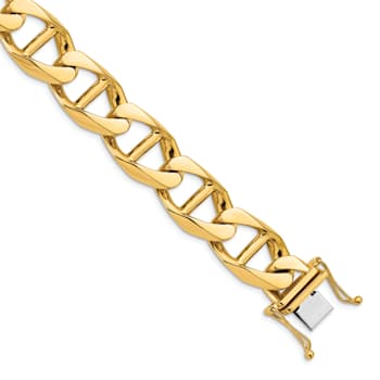 14k Yellow Gold and 14k White Gold 14.6mm Hand-polished Mariner Link Bracelet