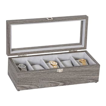 Mele and Co Nolan Glass Top Watch Jewelry Box