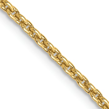 14K Yellow Gold 2mm Round Open Link Cable Chain