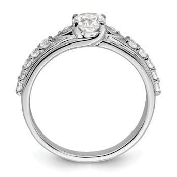 Rhodium Over 10K White Gold Lab Grown Diamond VS/SI GH, Engagement Ring 0.74ctw