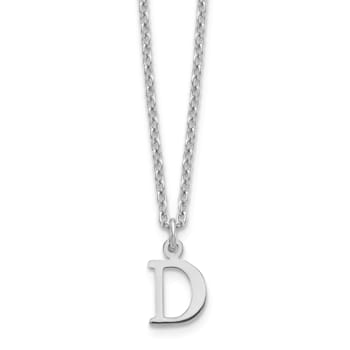Rhodium Over Sterling Silver Cutout Letter D Initial Necklace