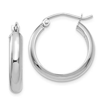 Rhodium Over 14K White Gold 13/16" Hoop Earrings