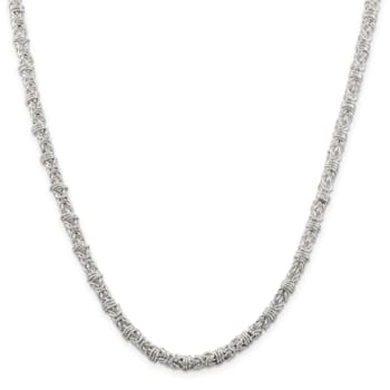 Sterling Silver 4mm Fancy Byzantine Chain Necklace