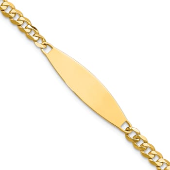 14k Yellow Gold Flat Curb Link ID Bracelet