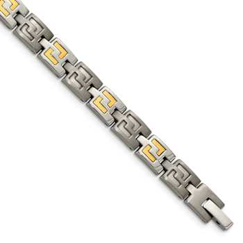 Titanium with 14K Inlay Brushed and Polished 8.5-inch Bracelet